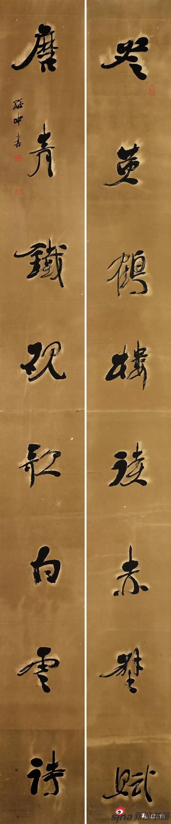 孙冲 行书对联 260cm×27cm×2