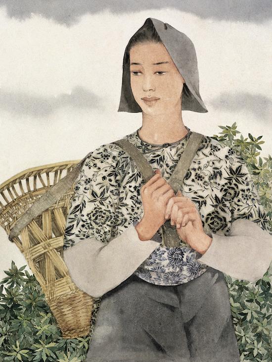 庞薰琹，背篓，40x30cm，1946年，水彩，中国美术馆藏