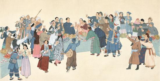 叶浅予，民族大团结，123×183.4cm，1953年，国画