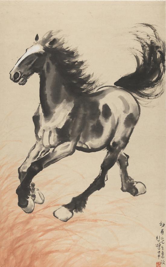 徐悲鸿，奔马，105×60.8cm，1944年，国画。中国美术馆藏