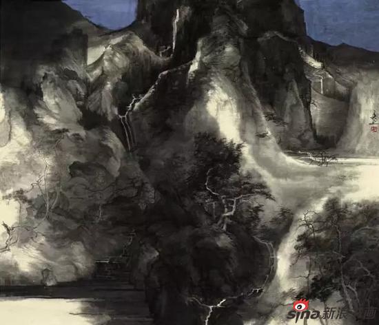 刘春 《山月何处》 纸本水墨 112cmx130cm