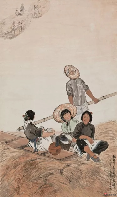 歌声荡漾稻船归 金志远 徐孅 1962年 173.8x103cm 国画 中国美术馆藏