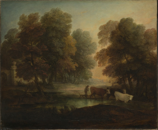 托马斯·庚斯博罗 池塘边赶牛的少年 约1786 布面油画 584×762 mm 泰特：1847年罗伯特·弗农赠送