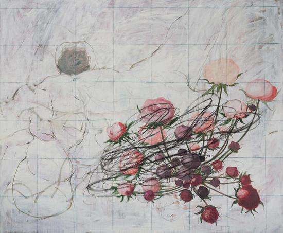 三十六支花 Thirty six flowers,布面油画 Oil on canvas,250x300cm ,2016-2018