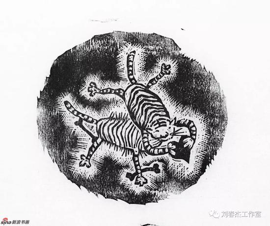 老虎也有爱情 木刻 12cm×13cm 2008