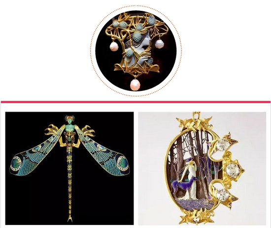 上图（左）为天才设计师René Lalique颇负盛名的作品《蜻蜓女人》