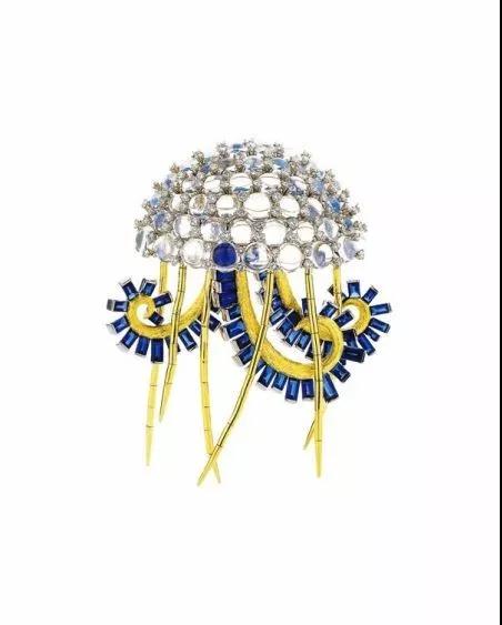 Tiffany&Co.Jean Schlumberger 　　18K金镶月光石水母胸针