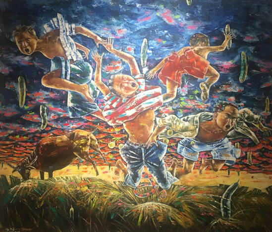 熊庆华《赤链蛇》布面油画，153x132cm，2013