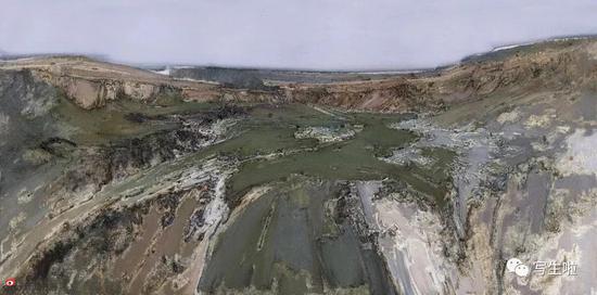 《土塬风骨》之二 　　布面油画 180cmx360cm /2017年