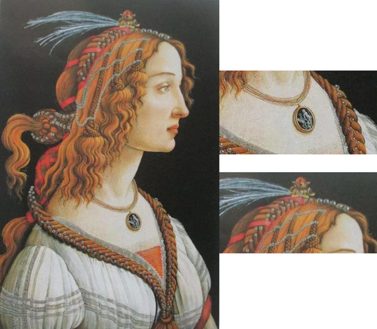 波提切利《一个女人理想化的肖像》1480年，蛋彩画，54×81cm