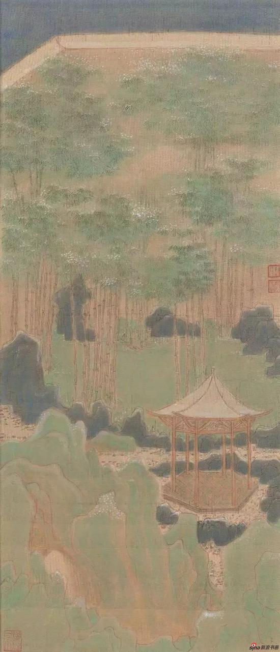 水木清华(一) 28x66cm 绢本设色 2017年