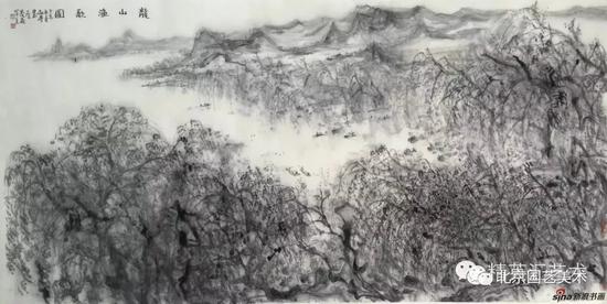 龙山渔歌图 139X69cm