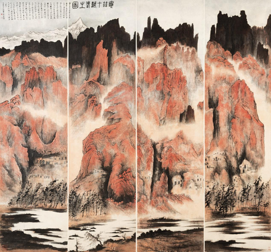 《龟兹万峰》 绢本设色 232×242cm 2011-2018年