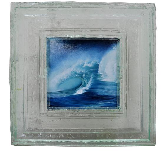 巨大的海浪 No.2｜Turbulent Waves No.2 油彩 画布，手工水晶画框 Oil on Canvas, Hand-made Crystal Frame 20x20cm 2013