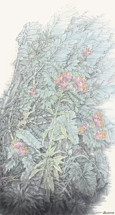 《火焰花开耀南国》 180cm×96cm 孟怀良 江苏省中国画学会常务理事