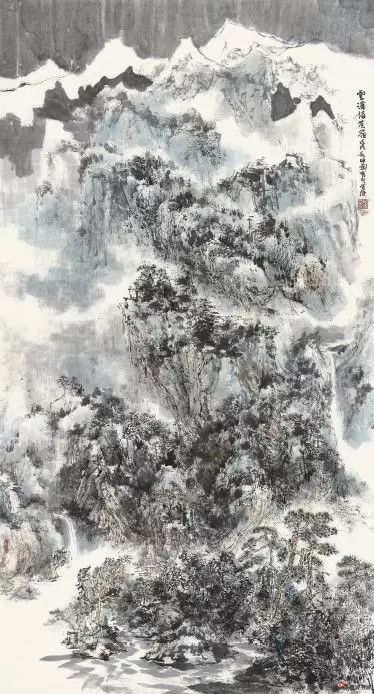 《云溪倚苍岭》 180cm×96cm 毛晓剑 江苏省中国画学会副会长