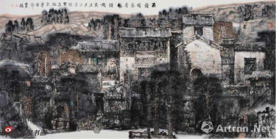 《雨后晴岚 晋城清秋》 纸本水墨 120×240cm