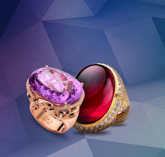 2018上海国际珠宝首饰展览会展品——彩色宝石戒指