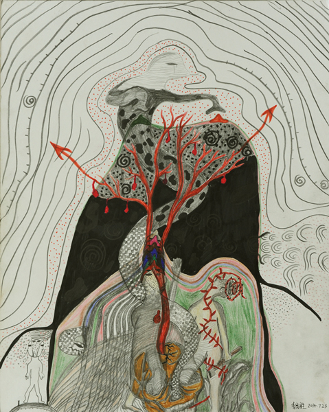 李昌胜,《轮回》,丙烯画, 35.5cmx45.5cm