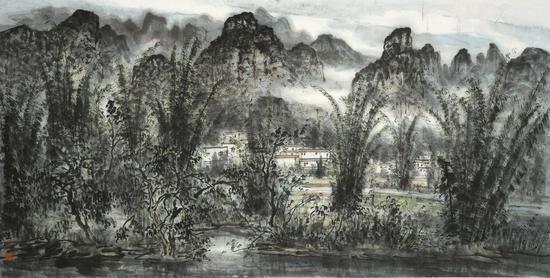 岳黔山 广西写生69cm×138cm 水墨纸本