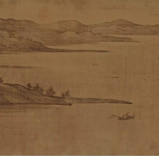 五代 董源《夏景山口待渡图》卷(局部)