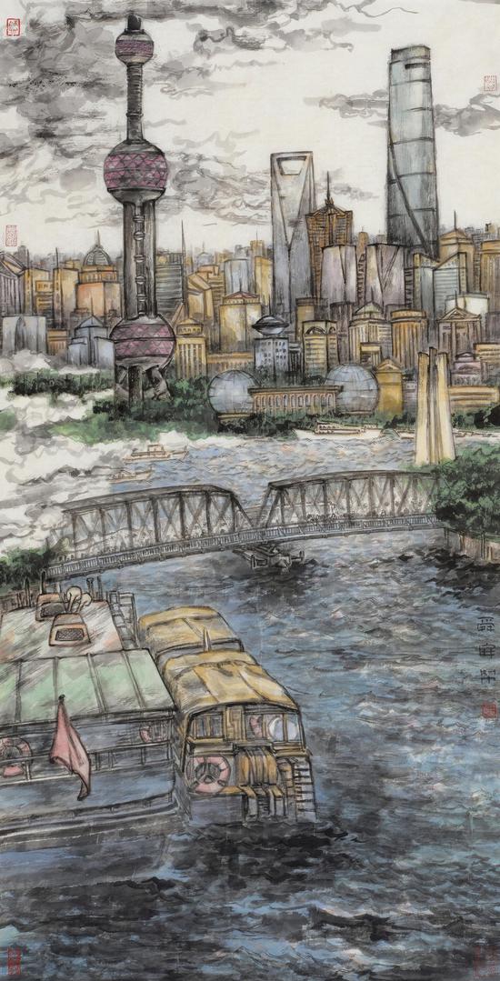 春风 材料:设色纸本尺寸:138x69cm 创作年代:2018 (2)
