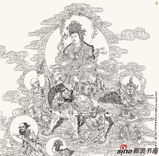 胡宁娜 《文殊菩萨榆林三窟之造像》 190x194cm 纸本 2009年