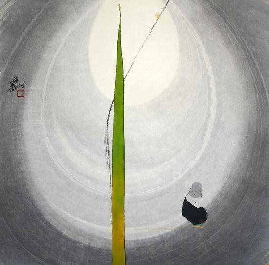 藕风轻 作品材质:纸本水墨 作品尺寸:50×50cm 创作年代:2018年