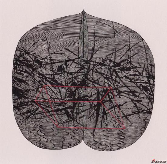 《牵》，2003年，65*65cm，木刻版画