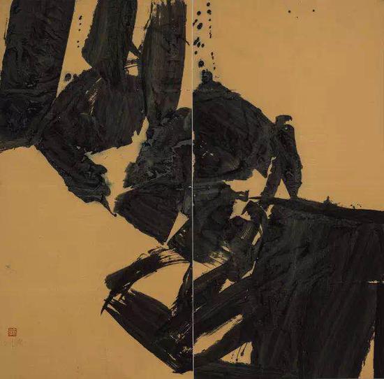 刘懿，《1503219号》，纸本水墨水粉丙烯，133x133cm，2015年