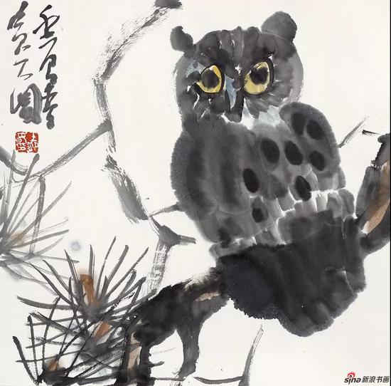 王迎春作品《猫头鹰》 34cmX35cm 2015