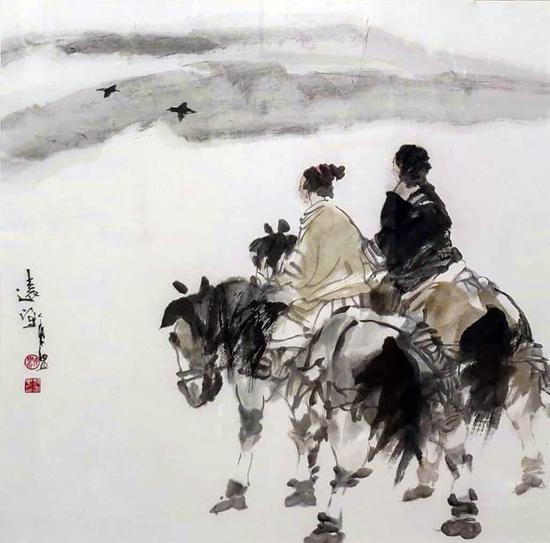 《远望》郑军里 国画 70×70cm 广西艺术学院