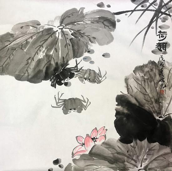 梁婉儿 河趣 80×80cm 国画 纸本水墨 2018 广州美术学院