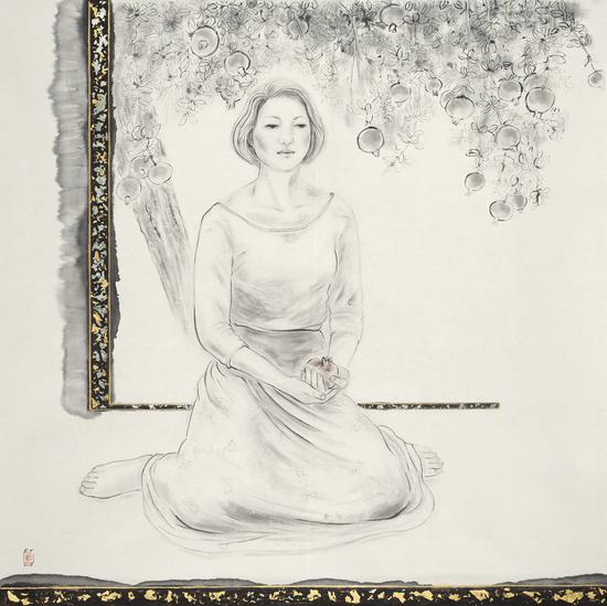 月居 和子 柘榴 145cm×145cm