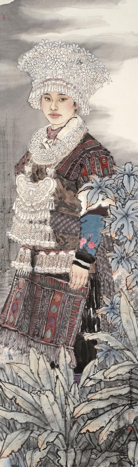 刘泉义 满地银光大瑶山160cm×48cm 设色纸本