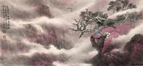 《归去来兮》之五 32×69cm 纸本设色 2016