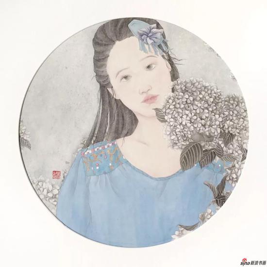 吴昭《青》直径40cm 2018