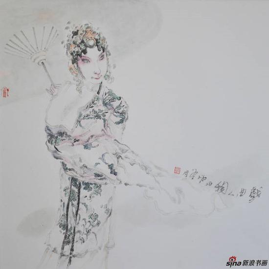 李亚光《昆曲人物》50×50cm 中国画 纸本设色 2016