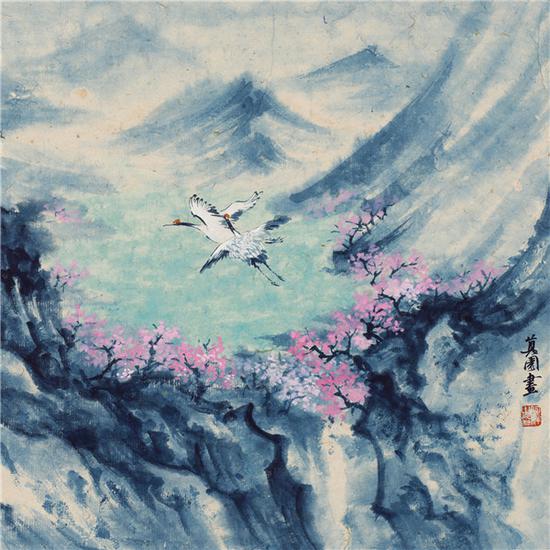 桃花源 纸本设色 34×34cm 2019