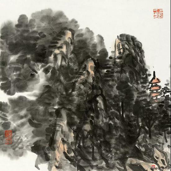 王迎春作品《山水》 34cmX34cm 2017