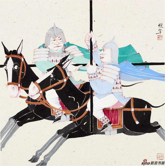 杨勇 《武戏之二》 国画 纸本设色 68cm·68cm