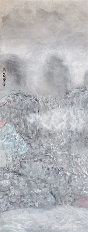 桃花源系列二之二 纸本水墨 119×42cm 2018