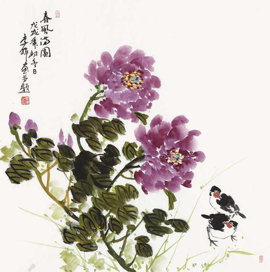 李晖《春风满园》70cm×70cm