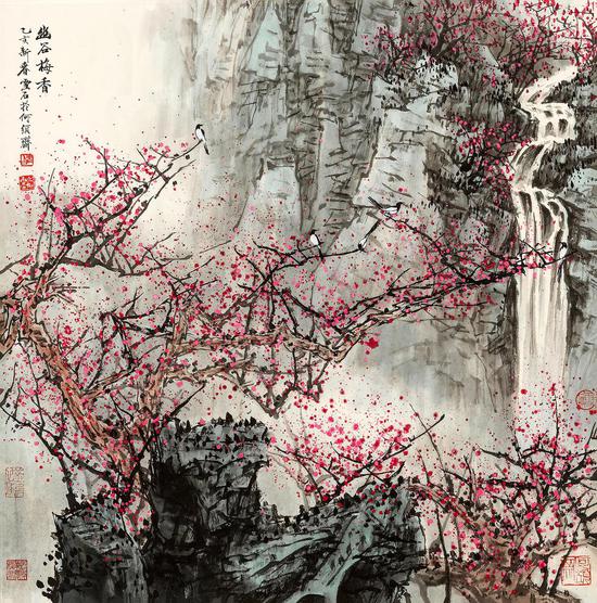 白雪石 幽谷梅香 67×66.5 cm