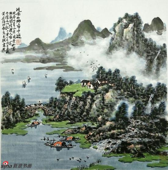 《皖南山乡画中游》,69cmX69cm,2016年,黄廷海作