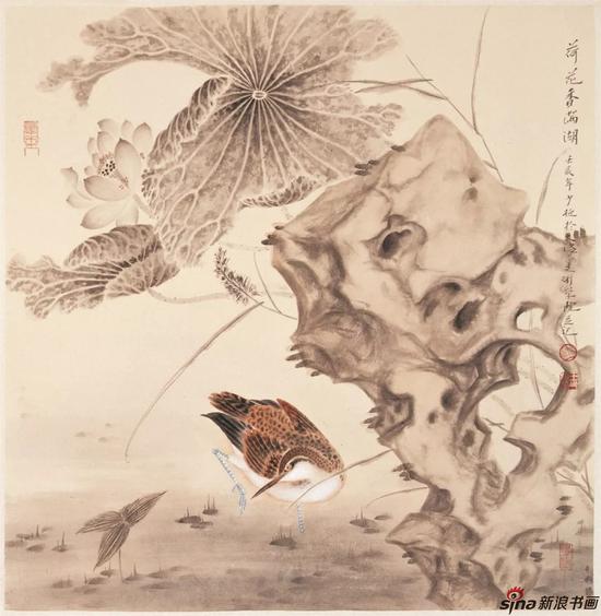 荷花香满湖 66cm×66cm