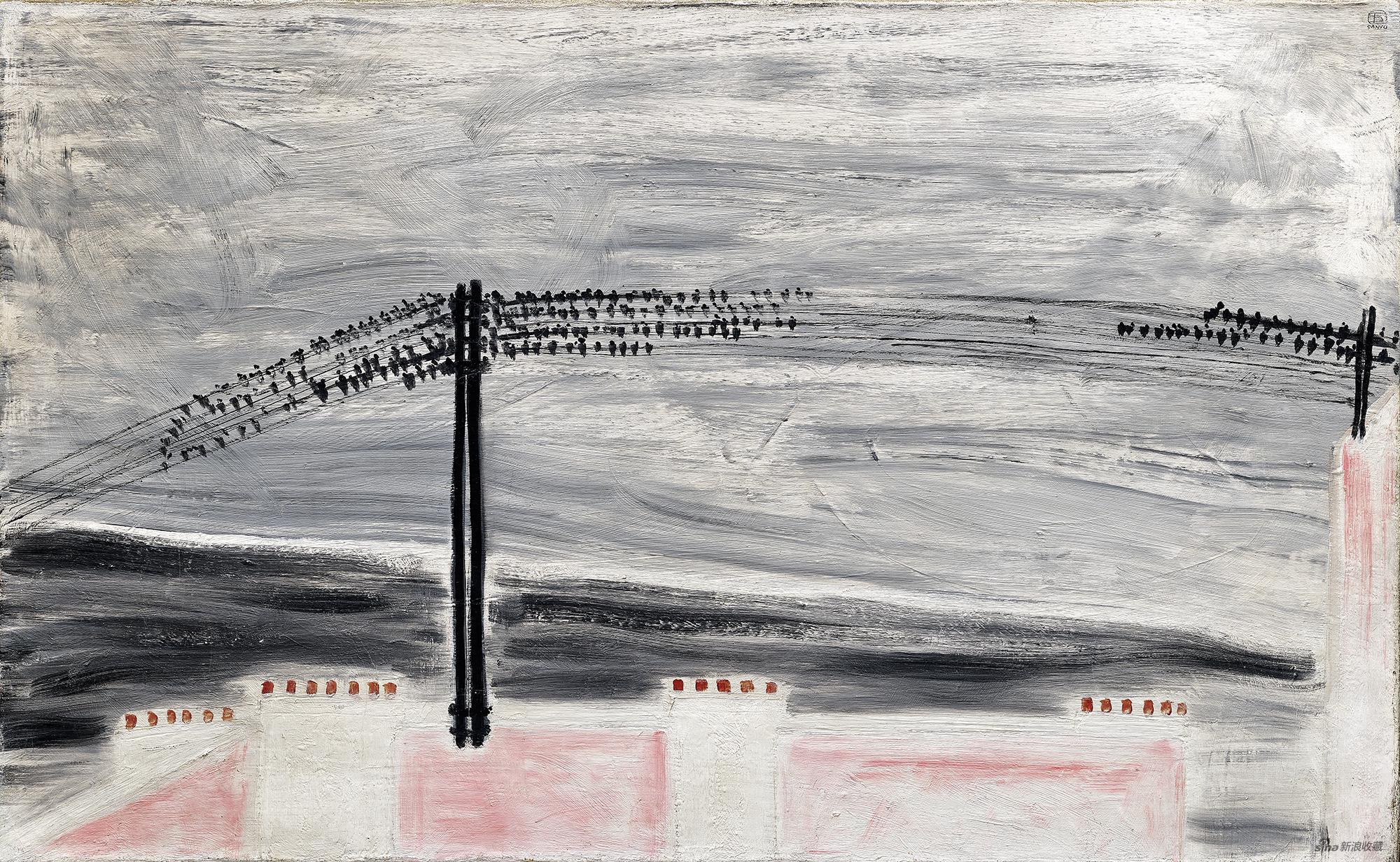 常玉《电线上的燕子》 约1931年作，油彩 画布，50 x 80.5 cm