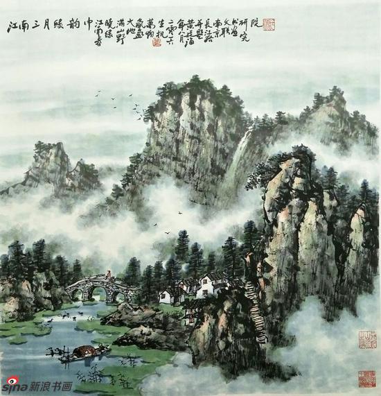 《江南三月绿韵中》,69cmx69cm,2016年,黄廷海作