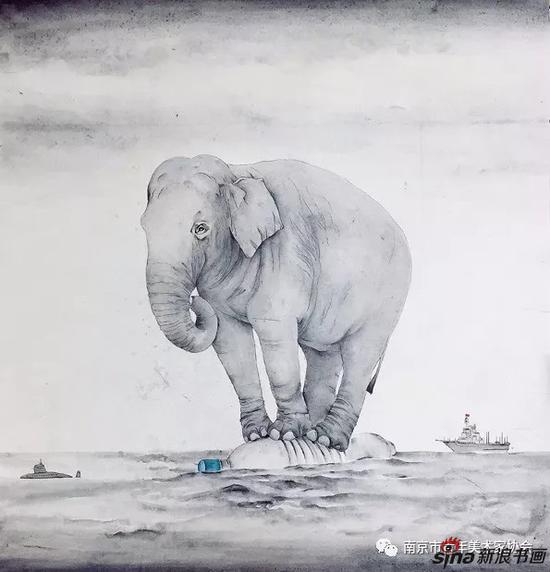 周静 平衡态 55cm×55cm 中国画 2017年