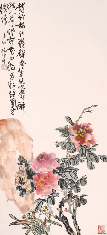 《赵粉胡红艳余春 熏香吹麝醉游人》110×50cm 2018年